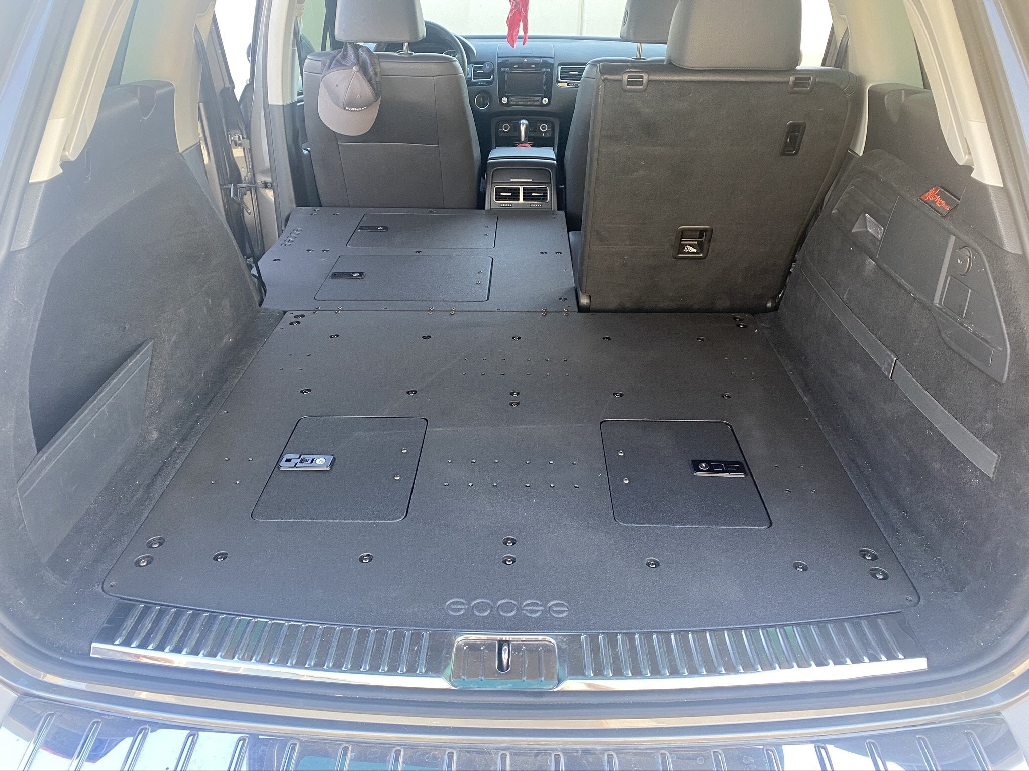Porsche Cayenne 2011-2017 2nd Gen. - Second Row Seat Delete Plate System Seat Delete Plate System Goose Gear- Overland Kitted