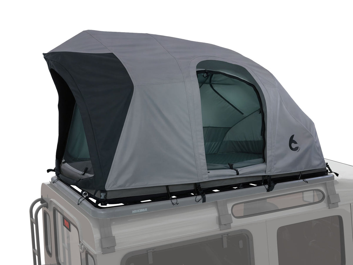 C6 Rev Rack Tent (HellaStorm) – with doors open, dark fly sheet