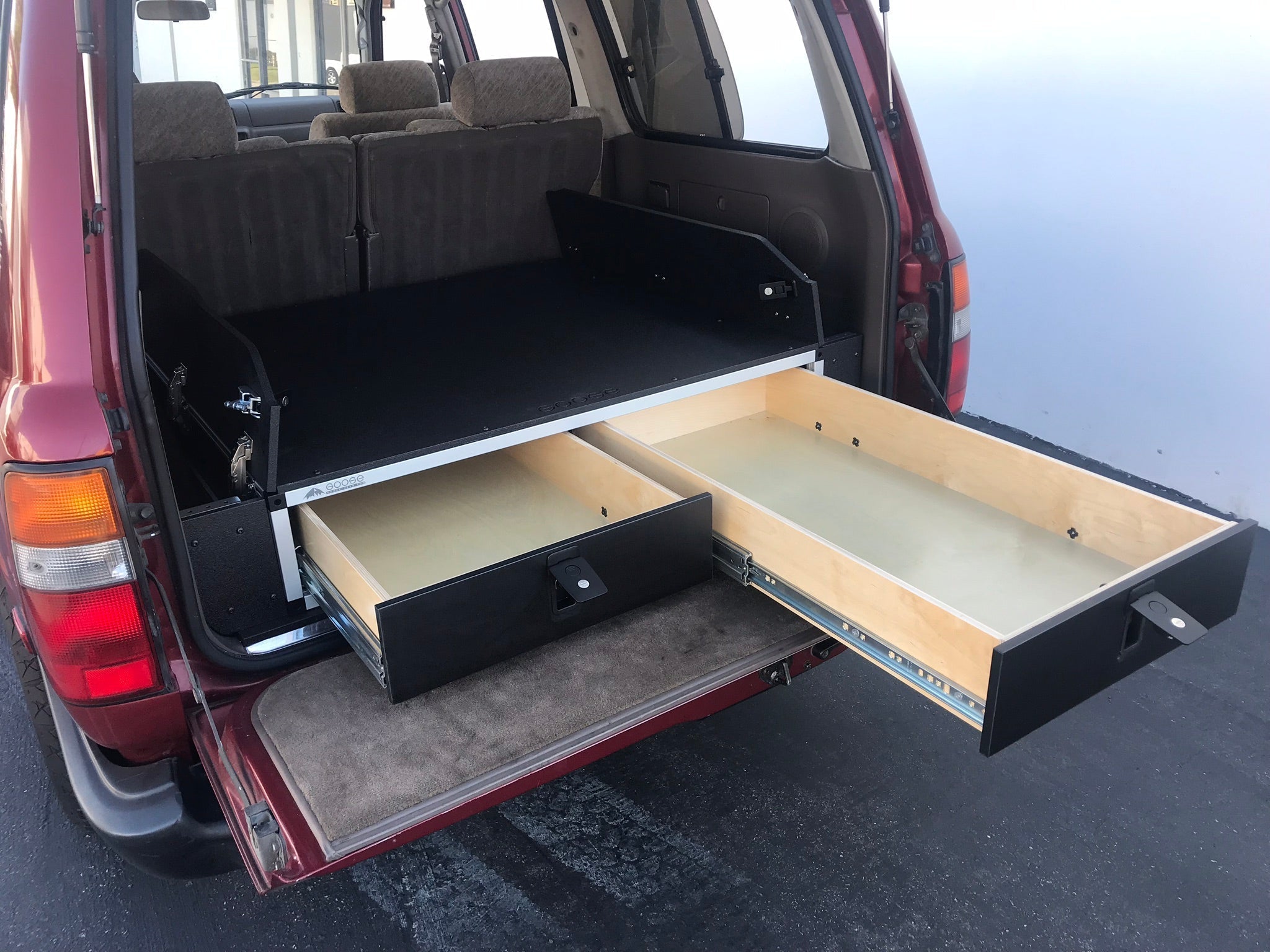 Toyota Land Cruiser 1991-1997 80 Series - Side x Side Drawer Module with Fitted Top Plate - 43-3/8" W x 8" H x 40" D Drawers Goose Gear- Overland Kitted