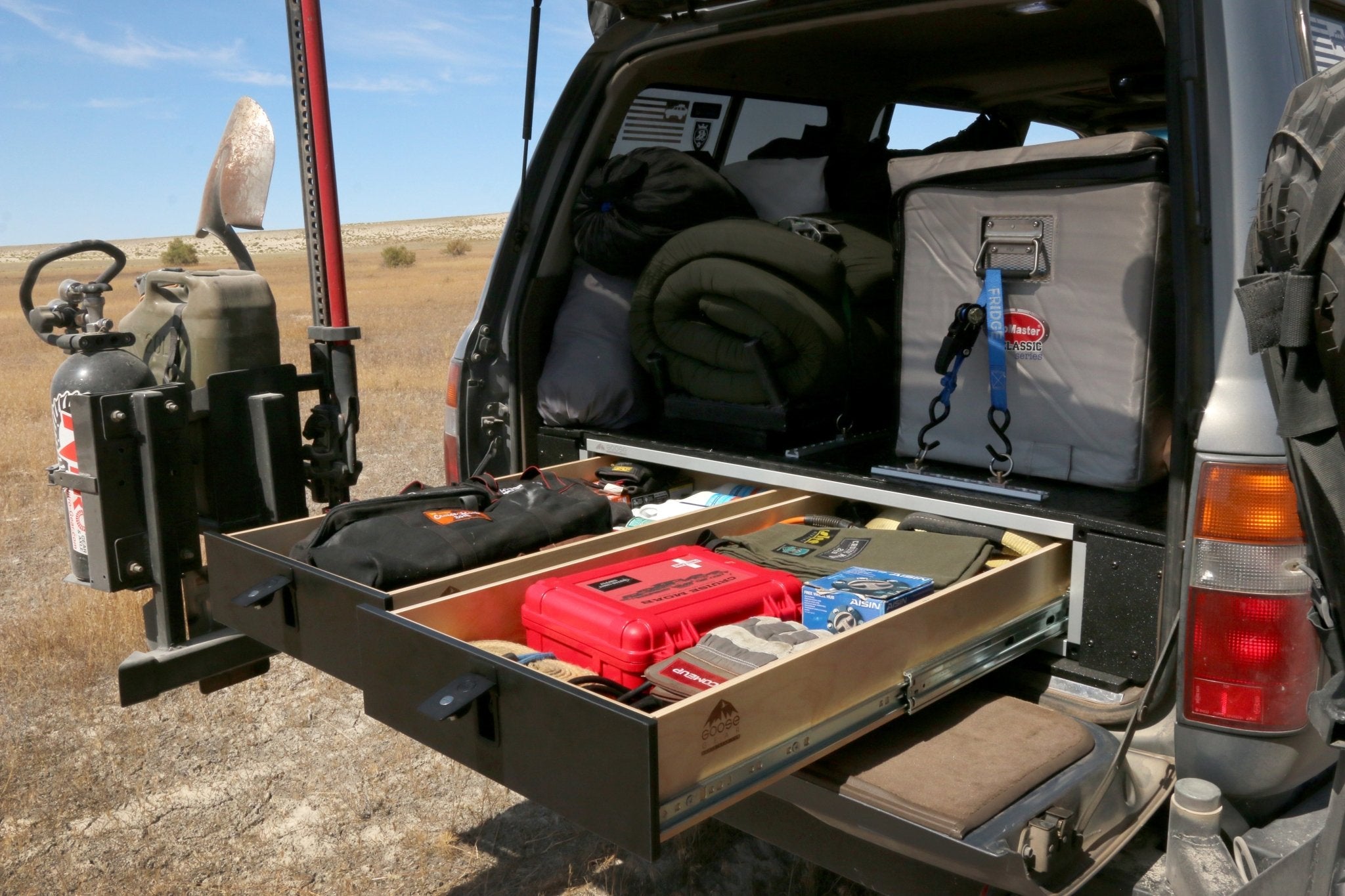 Toyota Land Cruiser 1991-1997 80 Series - Side x Side Drawer Module with Fitted Top Plate - 43-3/8" W x 8" H x 40" D Drawers Goose Gear- Overland Kitted