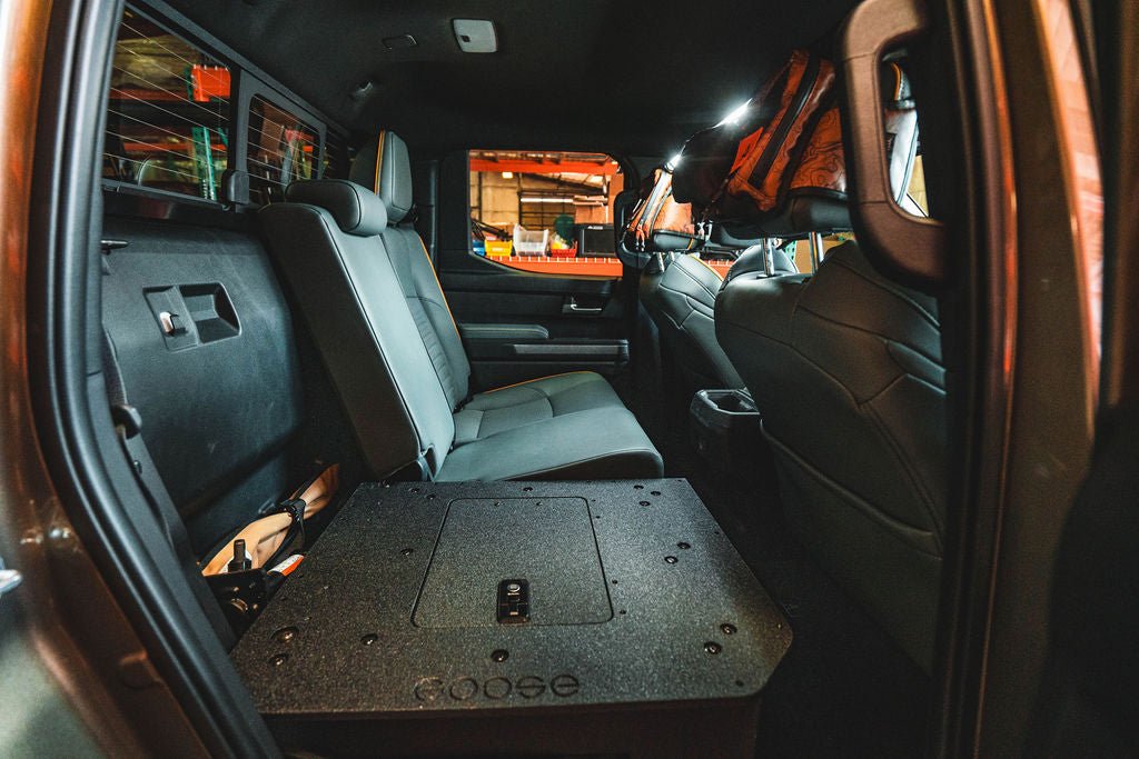 Toyota Tacoma - 2024-Present - 4th Gen - Hybrid - Double Cab - Explore Series - Seat Delete Plate System - Second Row 40% Passenger Seat Delete Seat Delete Plate System Goose Gear- Overland Kitted