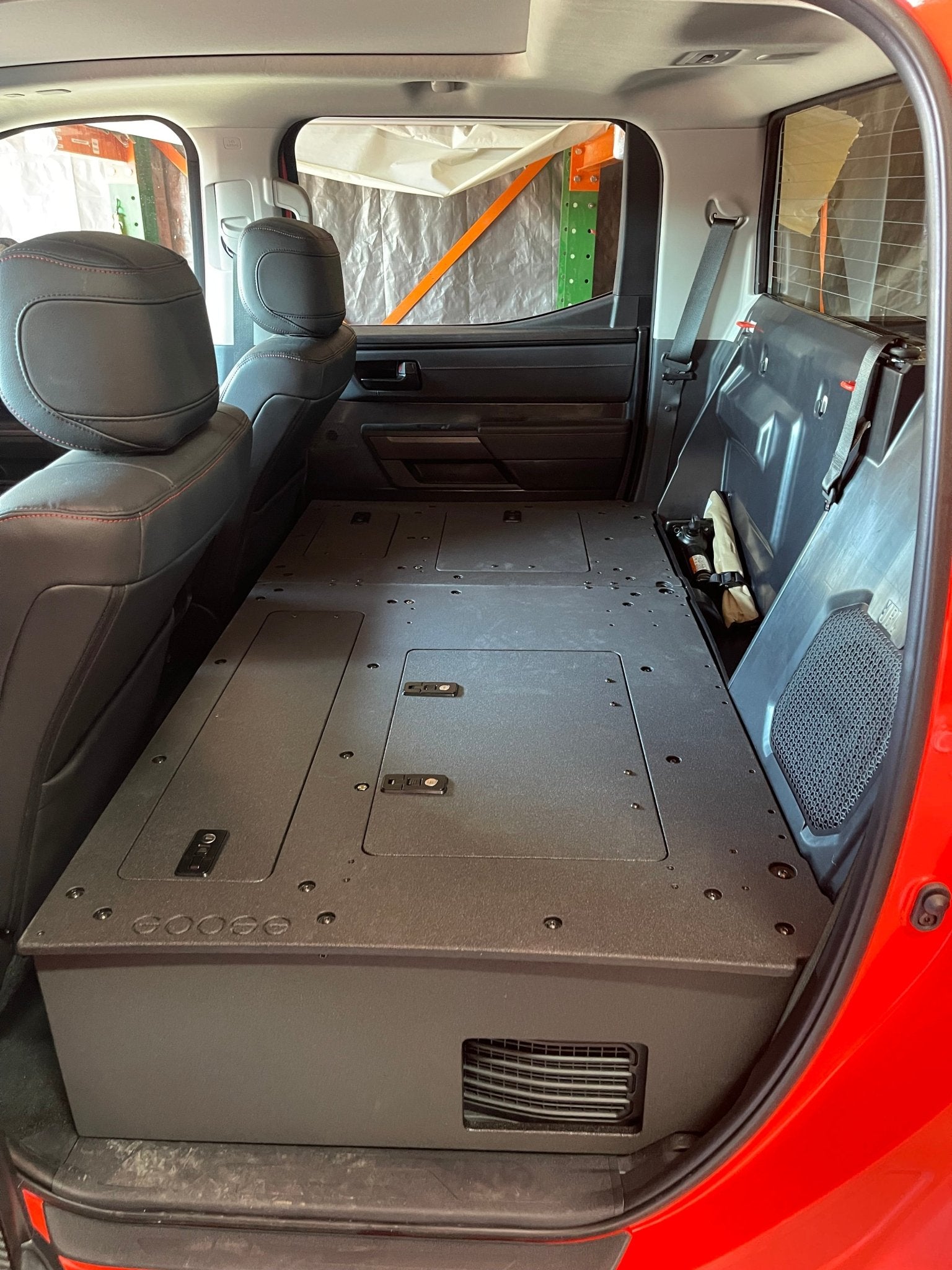 Toyota Tundra 2022-Present 3rd Gen. CrewMax - Second Row Seat Delete Plate System Seat Delete Plate System Goose Gear- Overland Kitted