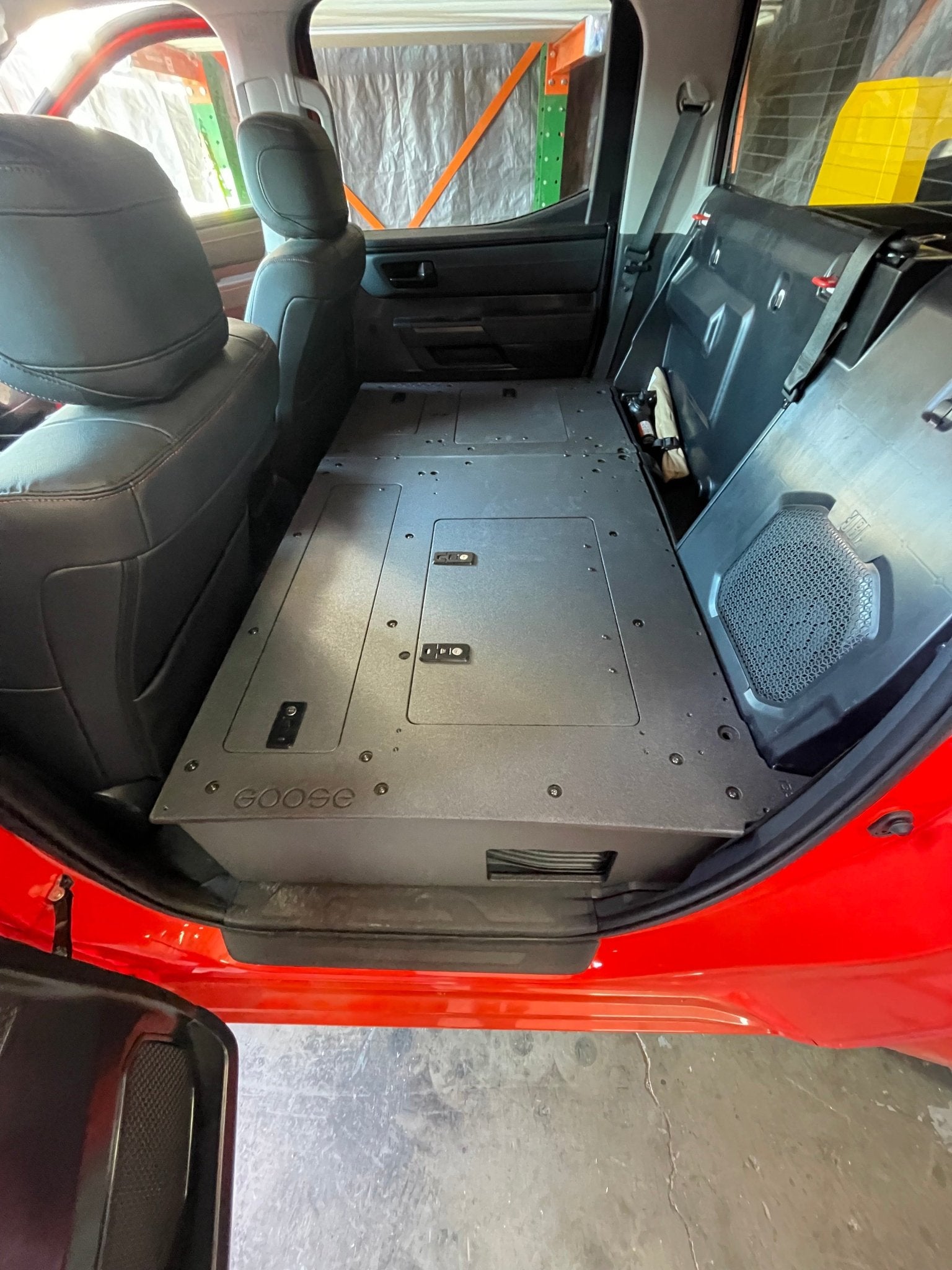 Toyota Tundra 2022-Present 3rd Gen. CrewMax - Second Row Seat Delete Plate System Seat Delete Plate System Goose Gear- Overland Kitted