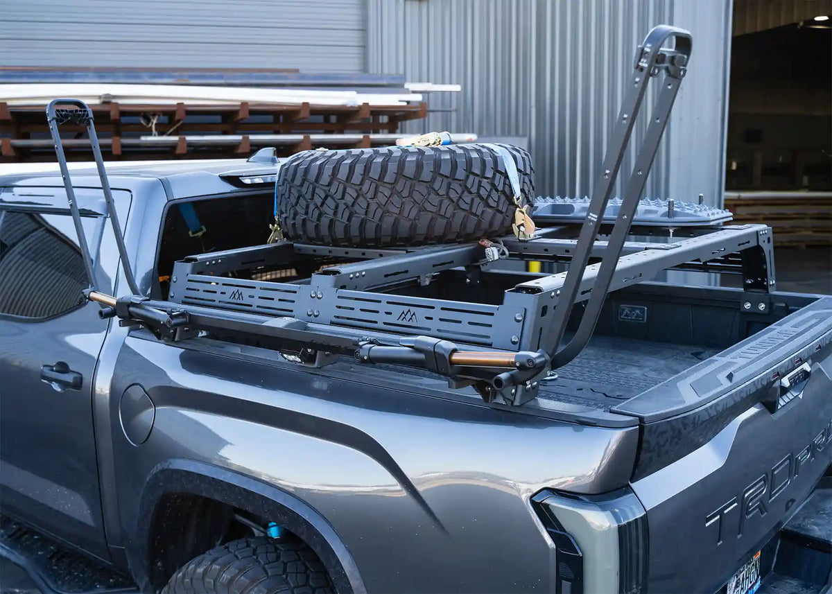 Toyota Tundra Mid Height bed rack installed in the truck bed