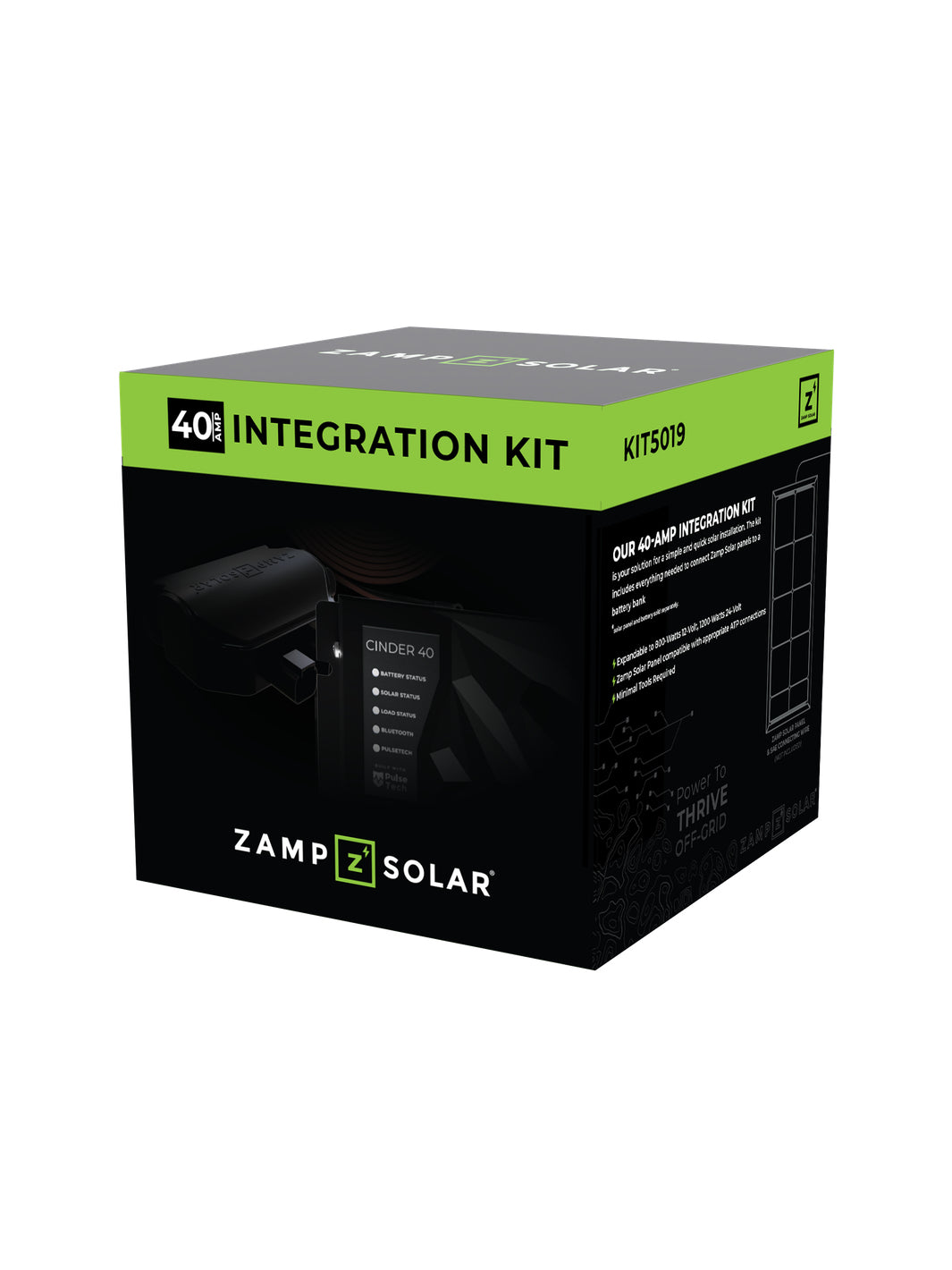 40 Amp Cinder Controller and Wiring Integration Kit (up to 800 watts)  Integration Kit Zamp Solar- Overland Kitted