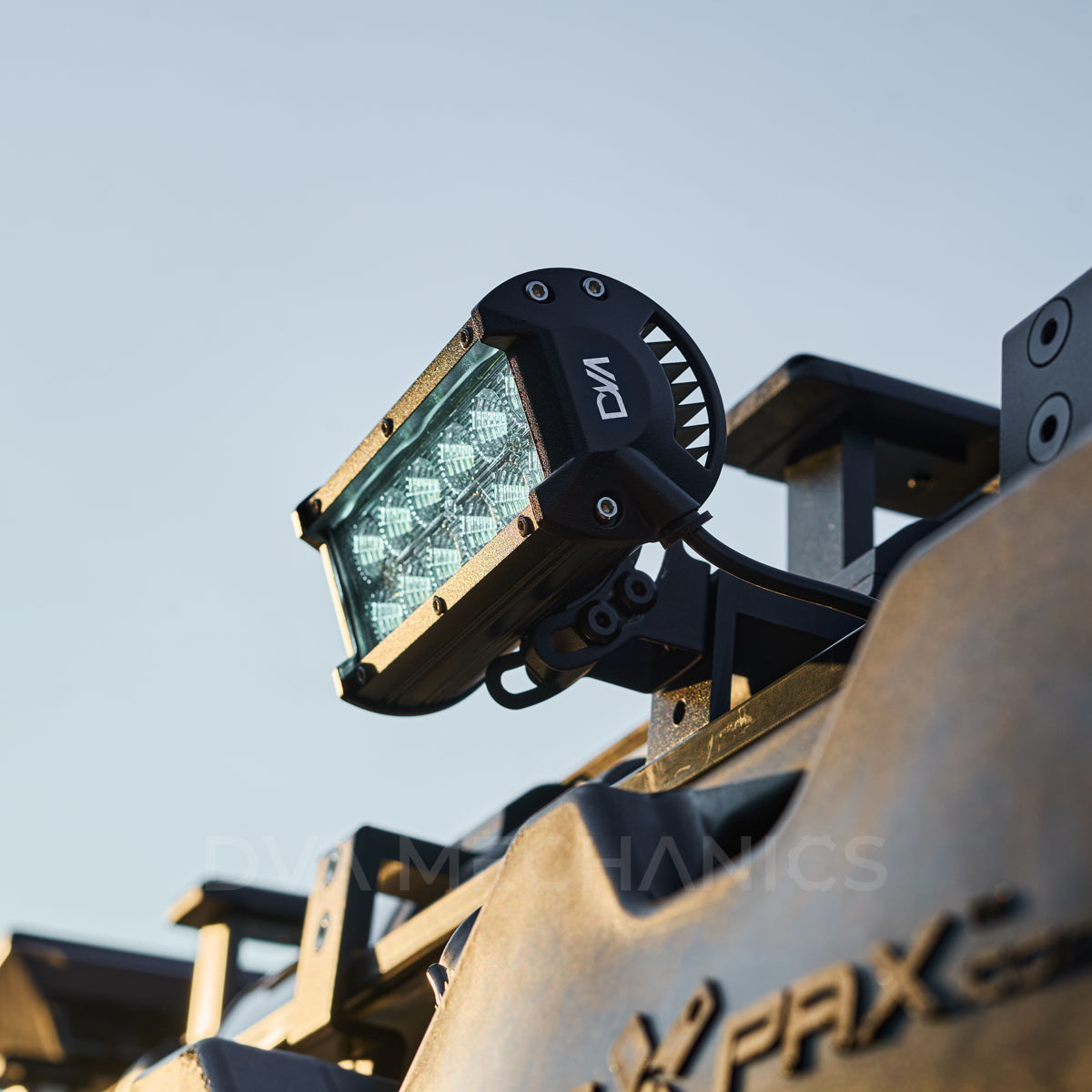INEOS Grenadier at camp fitted with a DVA Mechanics LED side flood light