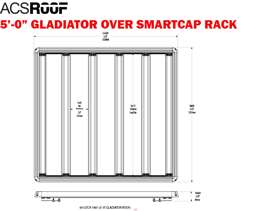 Overhead perspective of ACS Roof Platform installed on SmartCap, illustrating full coverage and accessory mounting options.