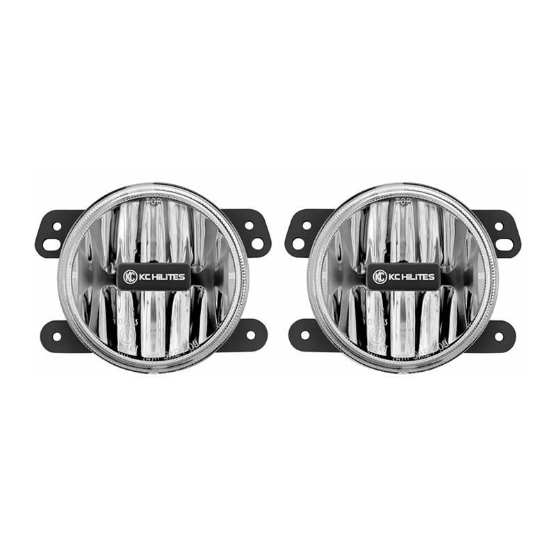 KC HiLiTES 4in Gravity G4 LED Fog Light 10W SAE/ECE Clear - Jeep Wrangler & Gladiator (Pair), close-up