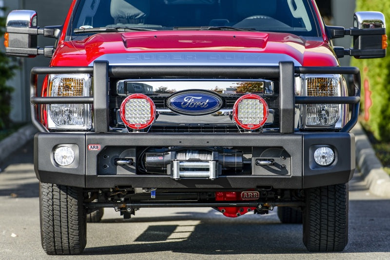 ARB Modular Bull Bar center upright hoop guarding the grille