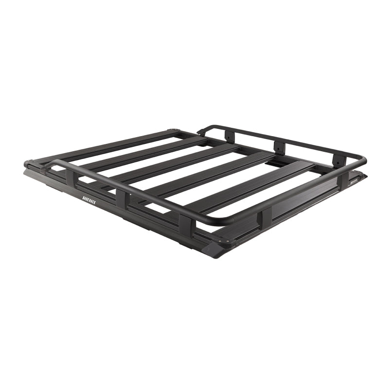 ARB BASE Rack front 3/4 guard rails angled view