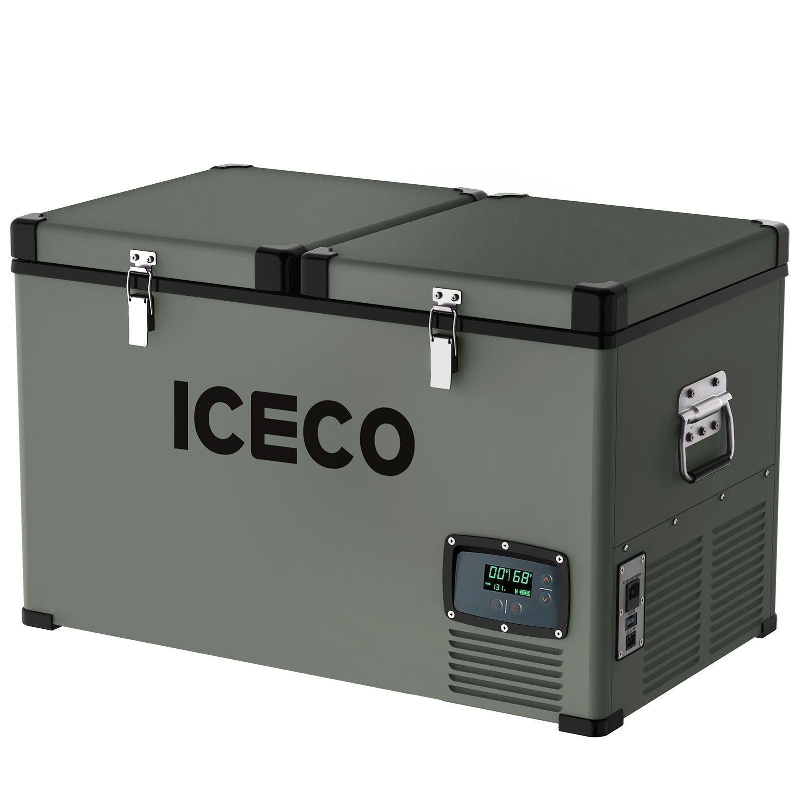 VL65 Dual Zone Metal Fridge Freezer with Cover | ICECO | 65LT Olive VL Series ICECO- Overland Kitted