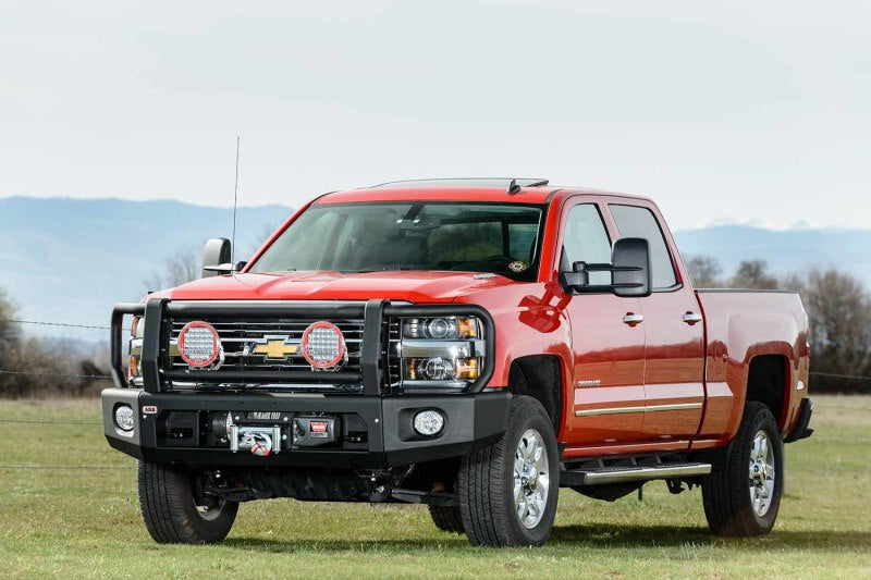 ARB Type A textured modular bull bar fitted to a Chevrolet Silverado 2500 HD