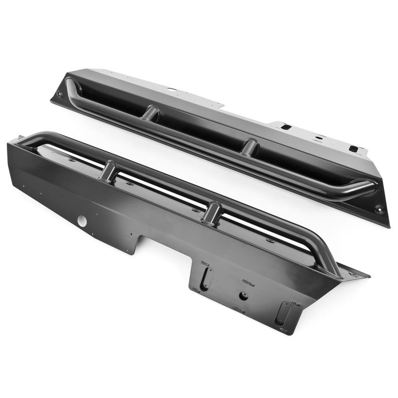 ARB rocker guards fitted along the sill of a 2-door Jeep Wrangler TJ