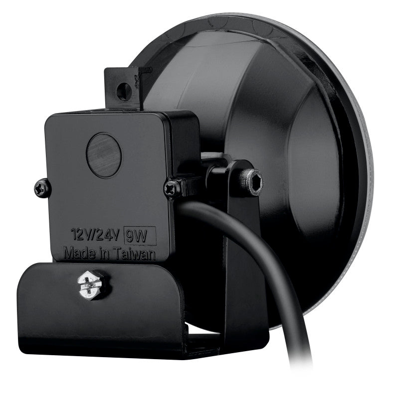 KC HiLiTES Gravity G4 4in LED Fog Light 10W SAE/ECE Clear Beam (Single), shown with included parts