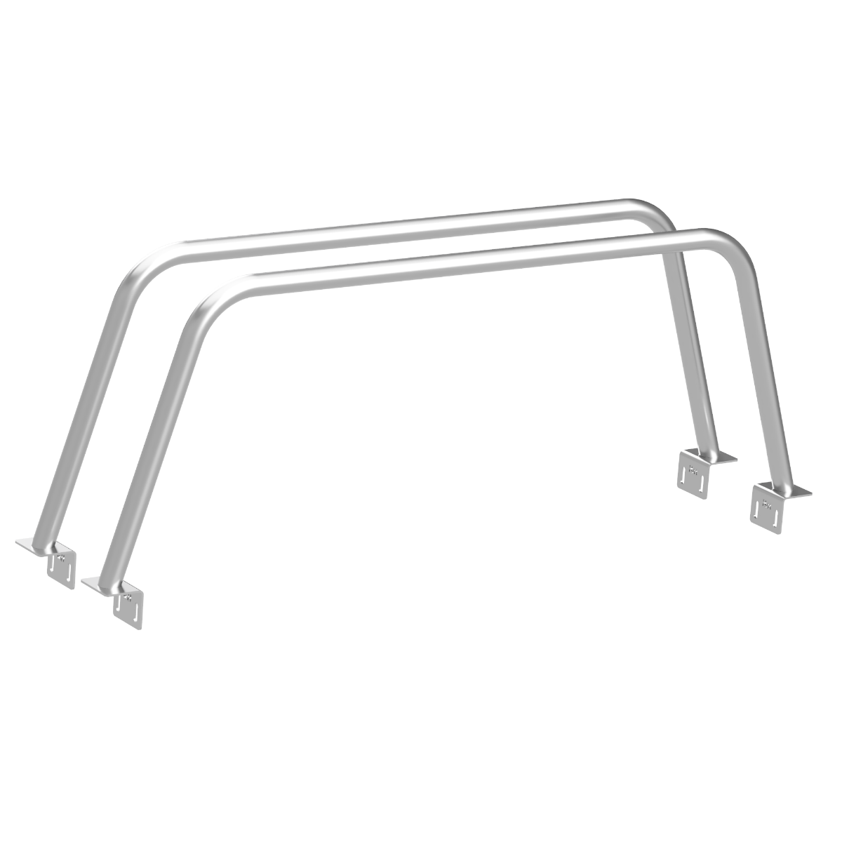 HMOR bed bars for 2004-2012 GMC Canyon, render of two-bar set, tallest height in raw steel