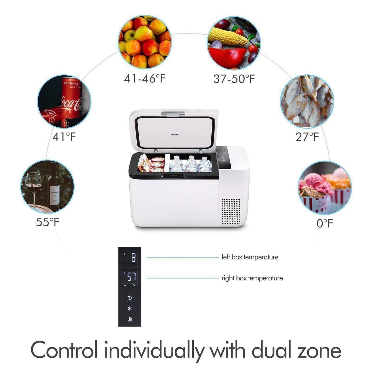 GO20 Dual Zone 12V Portable Freezer - White | ICECO | 20 LT GO Series ICECO- Overland Kitted