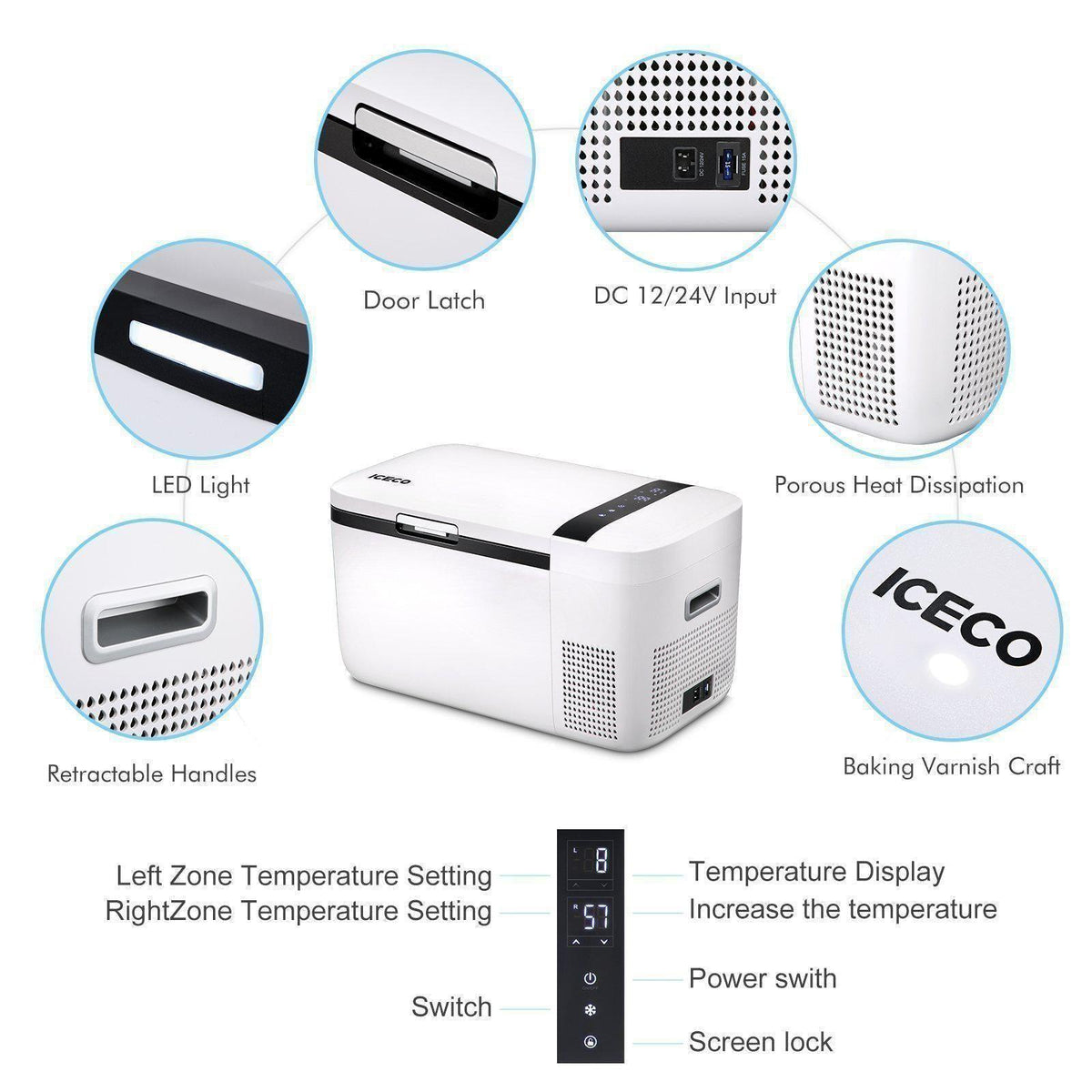 GO20 Dual Zone 12V Portable Freezer - White | ICECO | 20 LT GO Series ICECO- Overland Kitted