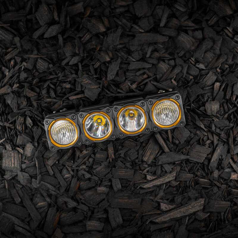 KC HiLiTES FLEX ERA Bezel Kit for 10 in. Segments - Gold, shown with included parts