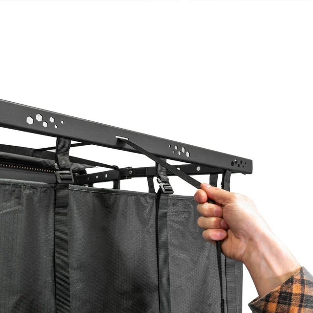 23ZERO Rask Camping Shower Tent, close-up of the roof and quick-deploy arms