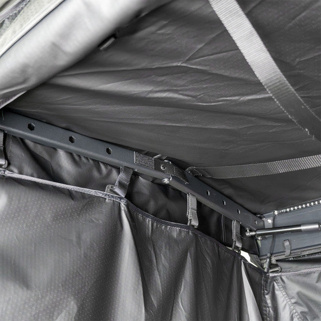 23ZERO Rask Camping Shower Tent, close-up of the zippered rear wall for vehicle access