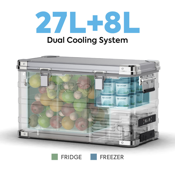 APL35 Dual Zone Aluminum Fridge refrigerator| ICECO | 35 LT APL Series ICECO- Overland Kitted