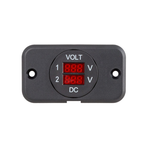 29mm Panel Mount Dual Volt Meter (9-48Vdc)  Battery System Accessories National Luna- Overland Kitted