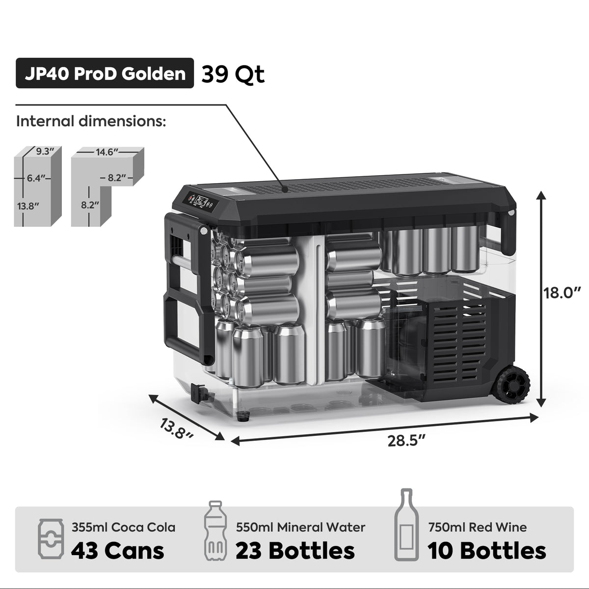 JP40 Pro Dual Zone Wheeled Portable Freezer- Golden | ICECO | 40 LT JP Pro Series ICECO- Overland Kitted