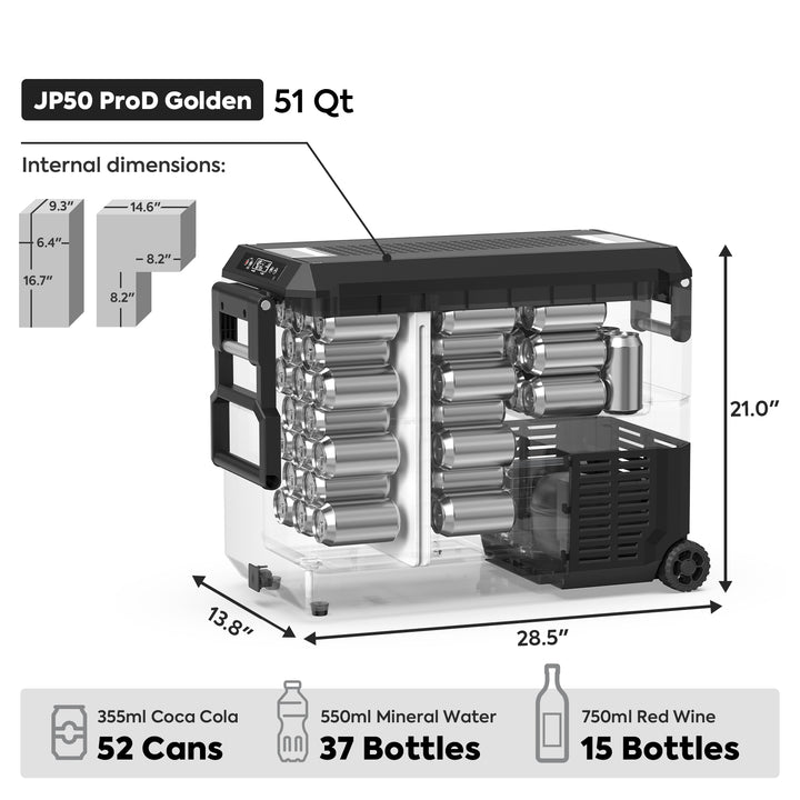 JP50 Pro Dual Zone Wheeled Car Fridge With Cover | ICECO | 50 LT JP Pro Series ICECO- Overland Kitted