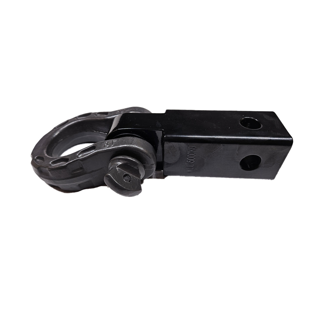 Shackle hitch receiver from above on a white background