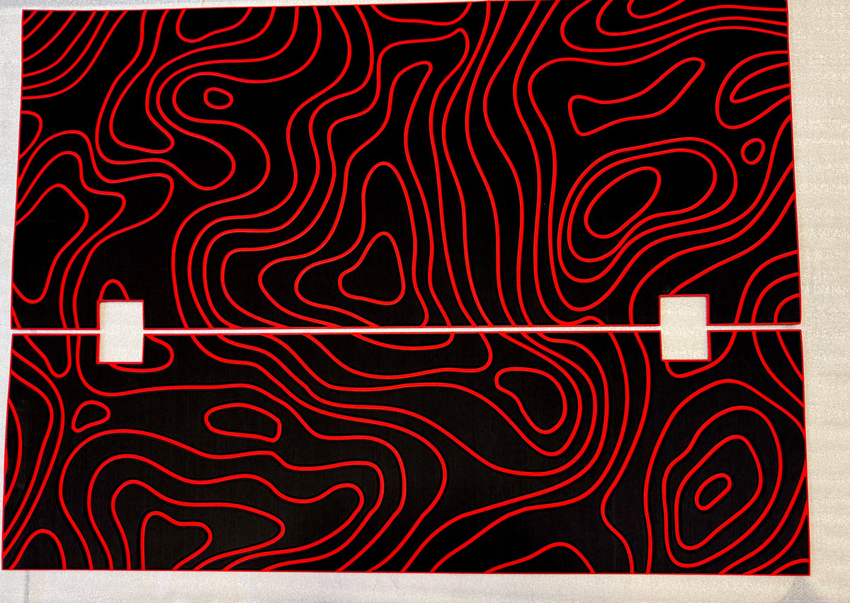 Red topography pattern foam pad set laid flat