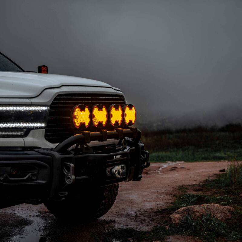 KC HiLiTES SlimLite 8in. LED Driving Light Shield - Amber (Shield Only), mounted view