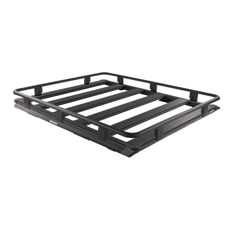 ARB BASE Rack full-perimeter guard rails angled view