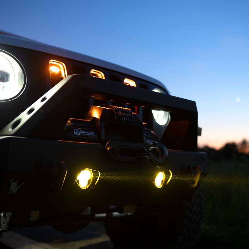 KC HiLiTES FLEX ERA 3 Dual Mode SAE Fog Lights - 2-Light Master Kit for Jeep Wrangler JK/JL & Gladiator JT, in use