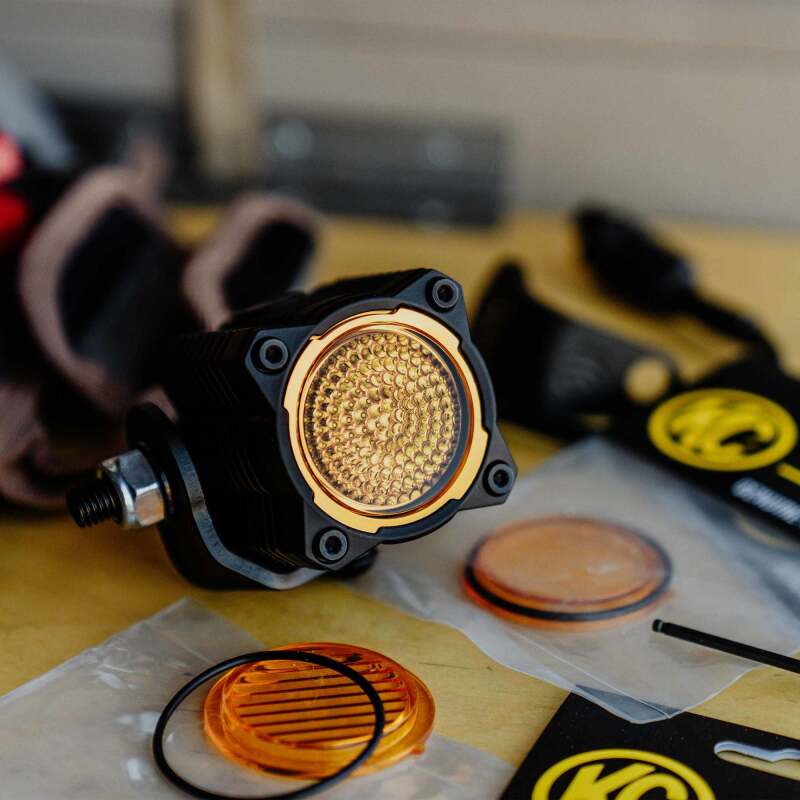 KC HiLiTES FLEX ERA 1 Performance Yellow Flood Beam Lens, detail view