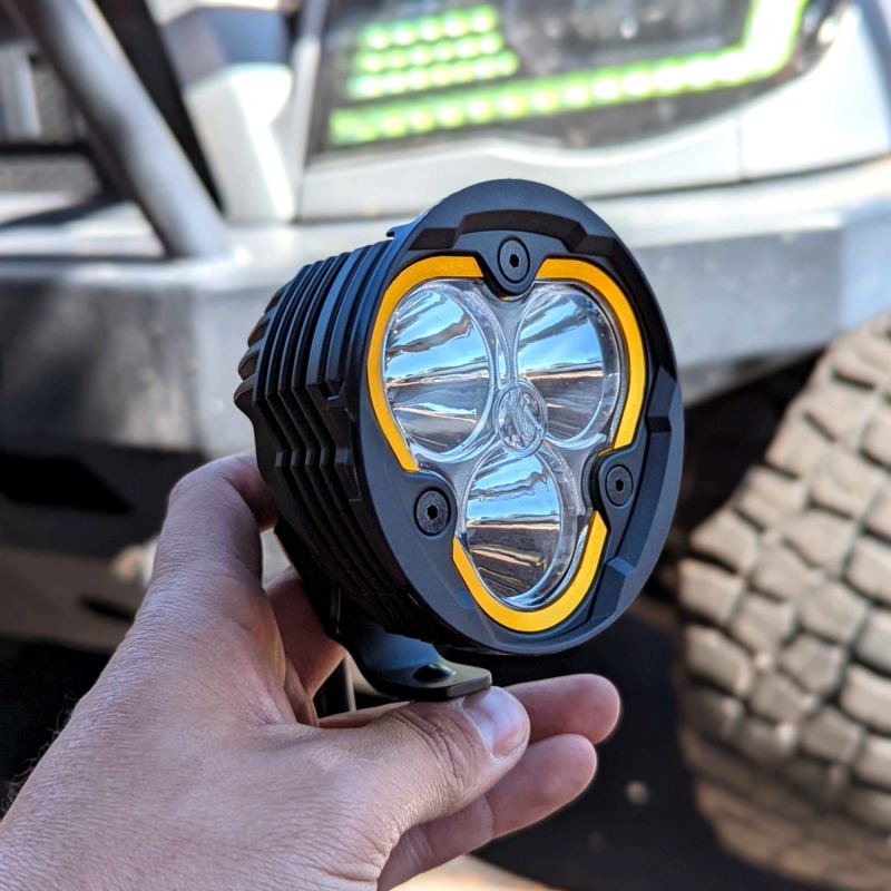 KC HiLiTES Round Universal Shrouds for FLEX ERA 3 Lights (Pair), close-up
