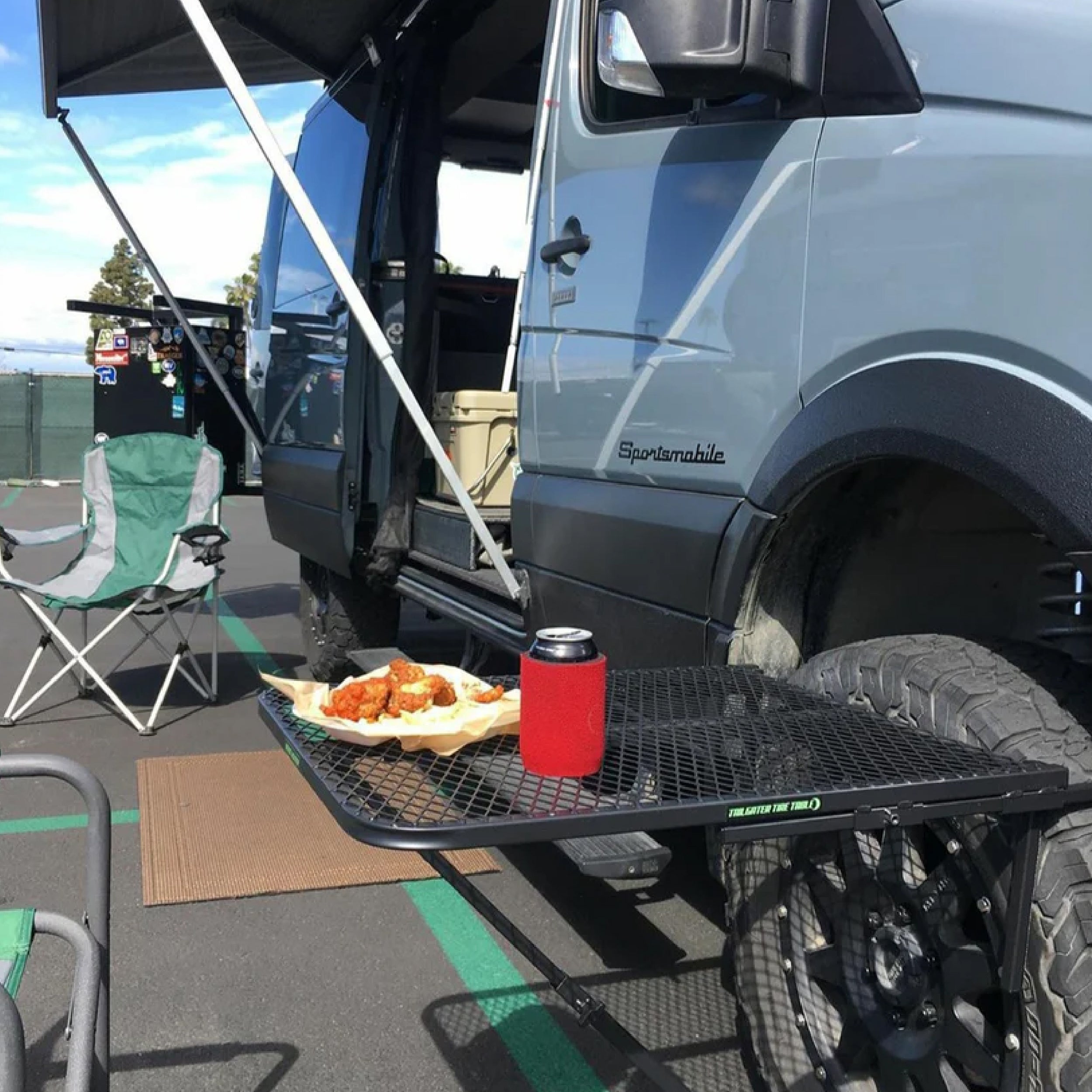 Large Steel Camping Table Large Steel Tail Gater Tire Table- Overland Kitted