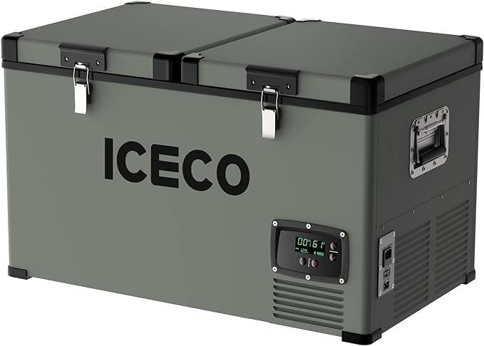 VL60 Dual Zone Metal Fridge Freezer with Cover | ICECO | 60LT Olive VL Series ICECO- Overland Kitted