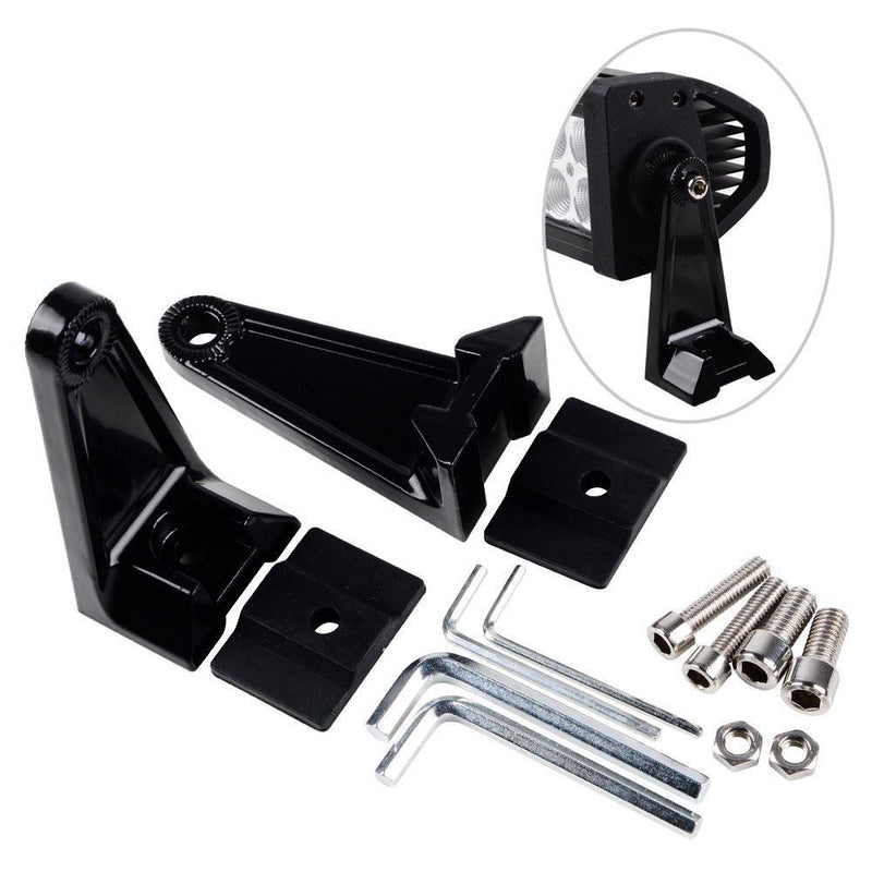 Universal side mounting brackets with rubber pads and hardware for an LED light bar