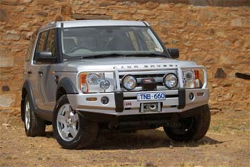 ARB winch bull bar fitted to a Land Rover Discovery 3 LR3, front three-quarter view