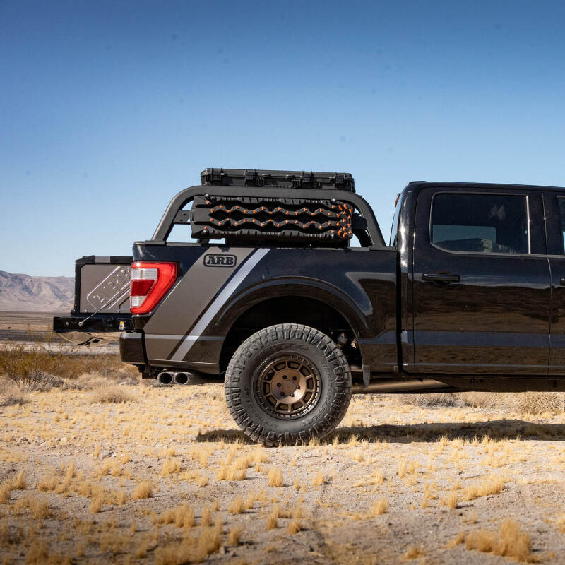 ARB F-150 bed rack rear view showing 6063 aluminum extrusion construction