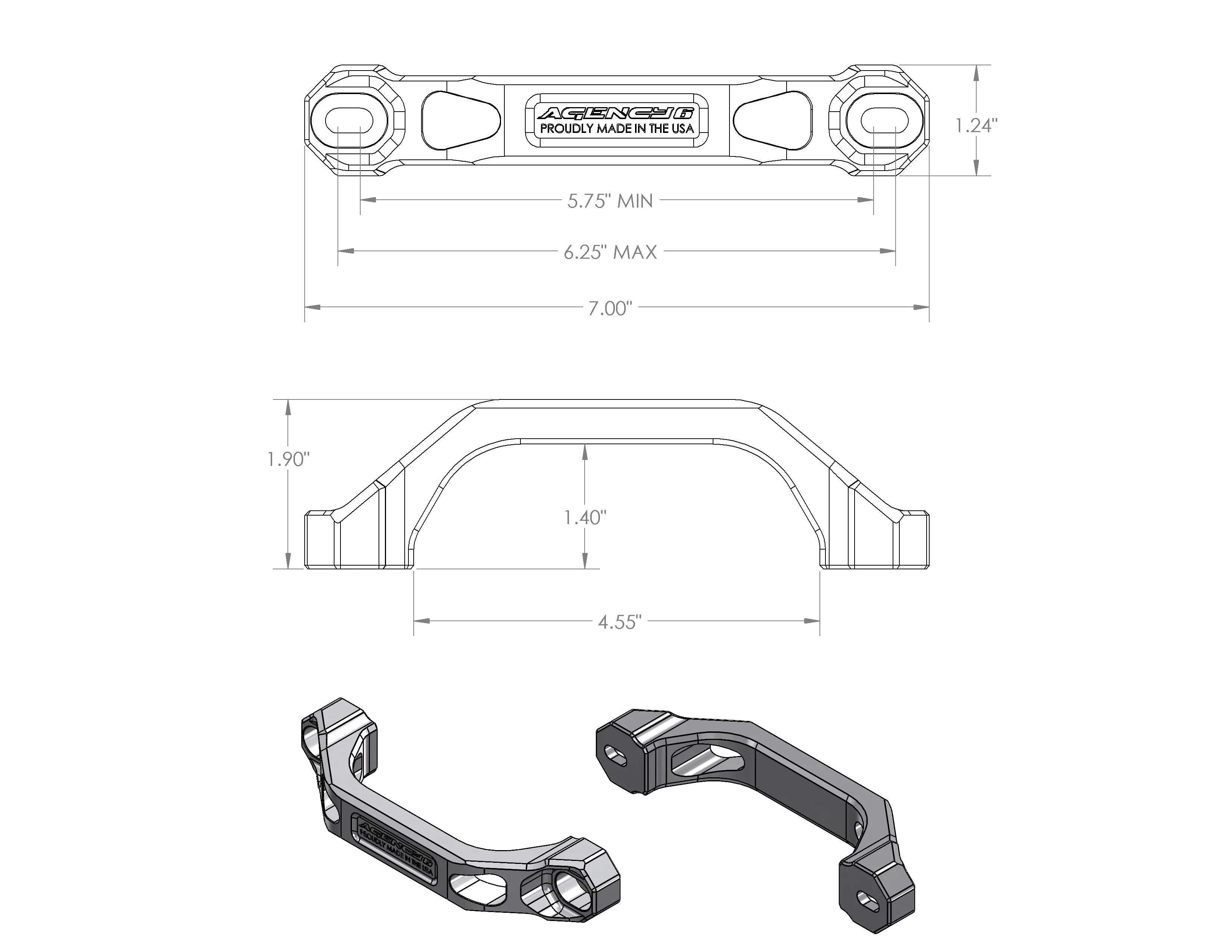 Agency 6 6" Billet Grab Handles - Pair