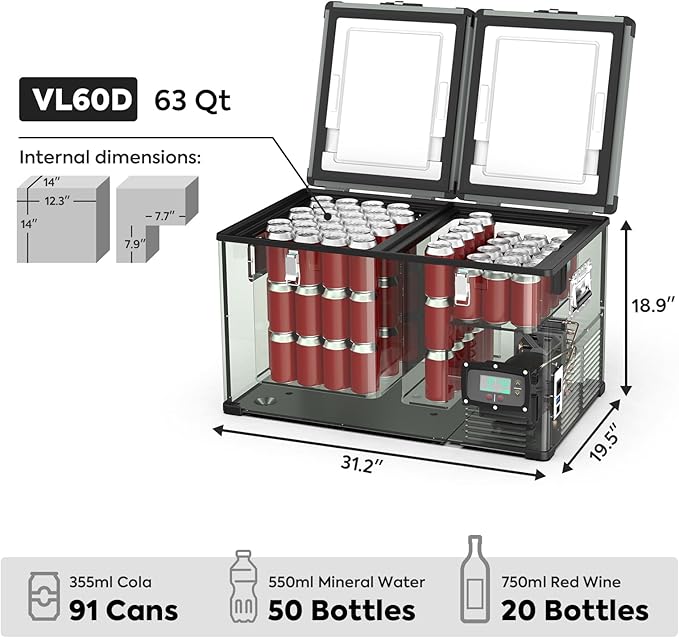 VL60 Dual Zone Metal Fridge Freezer with Cover | ICECO | 60LT VL Series ICECO- Overland Kitted