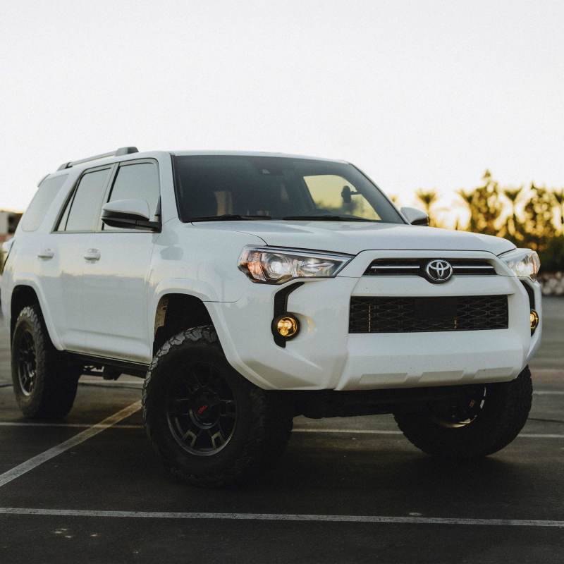 KC HiLiTES FLEX ERA 3 Dual Mode SAE Fog Light Master Kit - 2-Light for Toyota Tacoma/4Runner/Tundra, shown with included parts