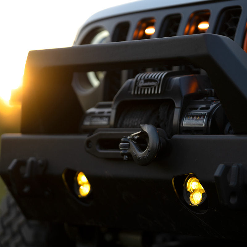 KC HiLiTES FLEX ERA 3 Dual Mode SAE Fog Lights - 2-Light Master Kit for Jeep Wrangler JK/JL & Gladiator JT, close-up