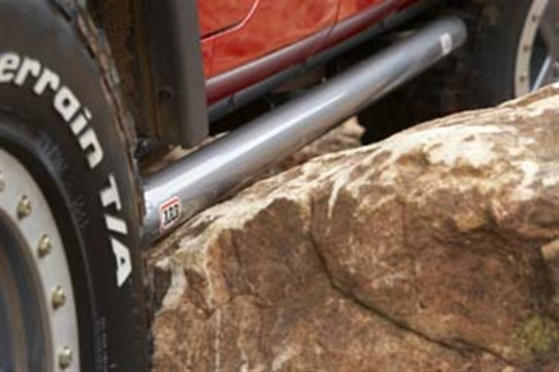 Detail of ARB rock slider chassis brackets and 60.3mm steel tube