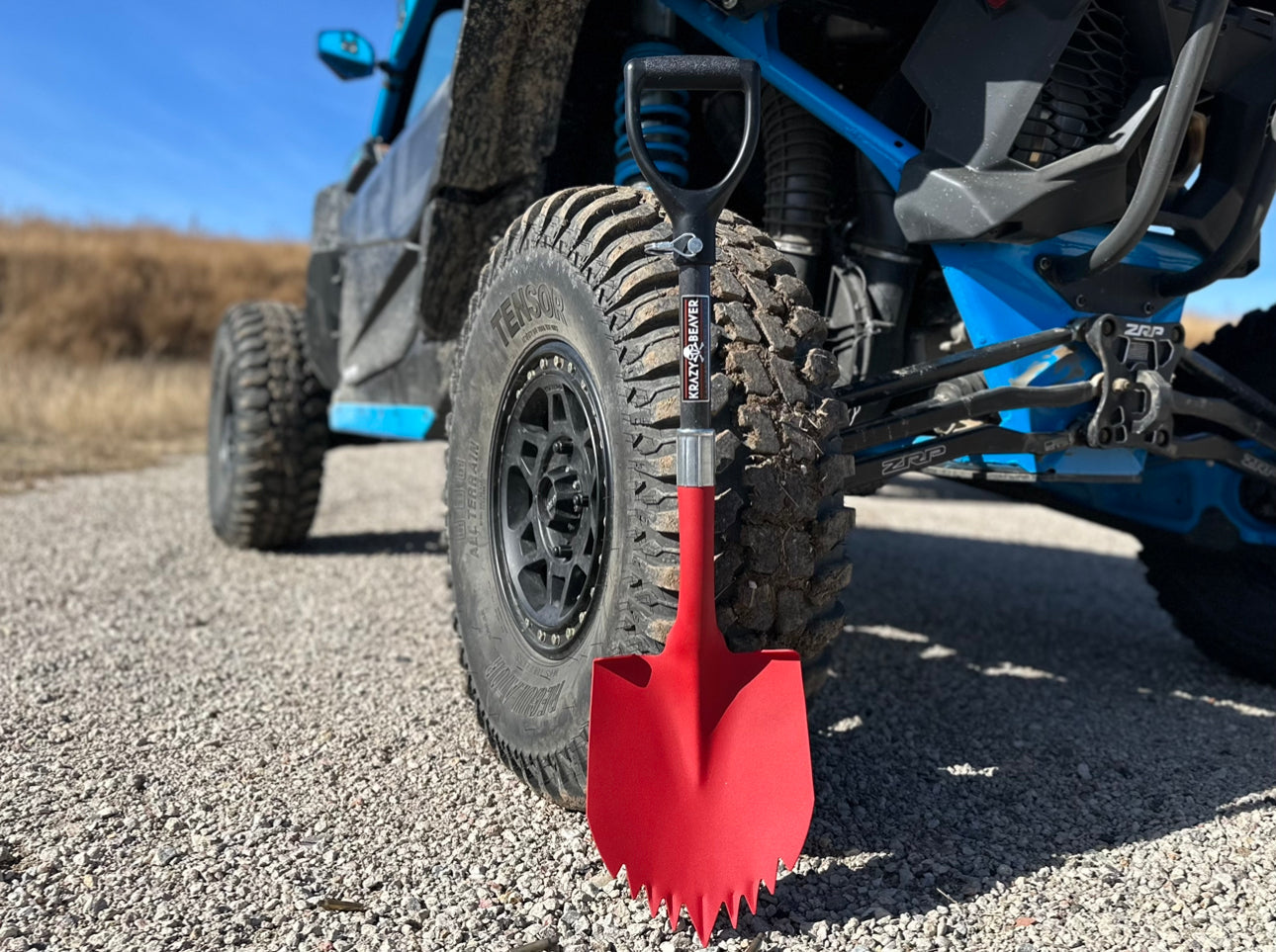 ATV / UTV Krazy Beaver Shorty Shovel (Textured Red Head / Black Handle)  Recovery Gear, Camping gear, Shovel, Camping Krazy Beaver Tools- Overland Kitted