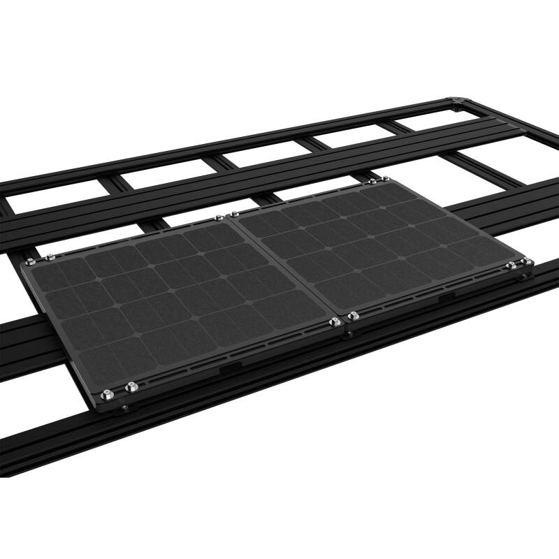 KC HiLiTES Platform One BLOX Solar Panel Roof Rack Mount, mounted view