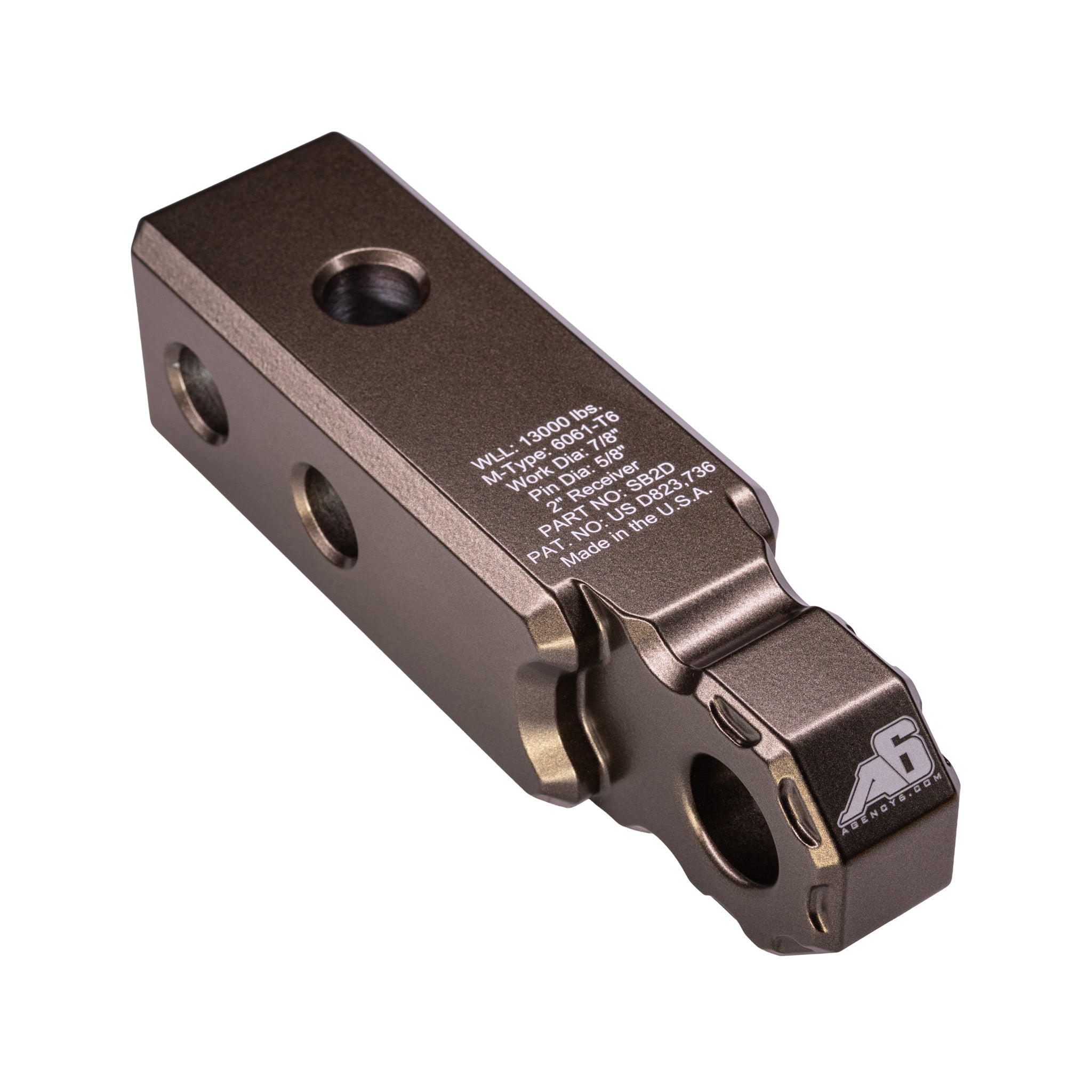 Bronze Agency 6 hitch shackle block, quarter top view