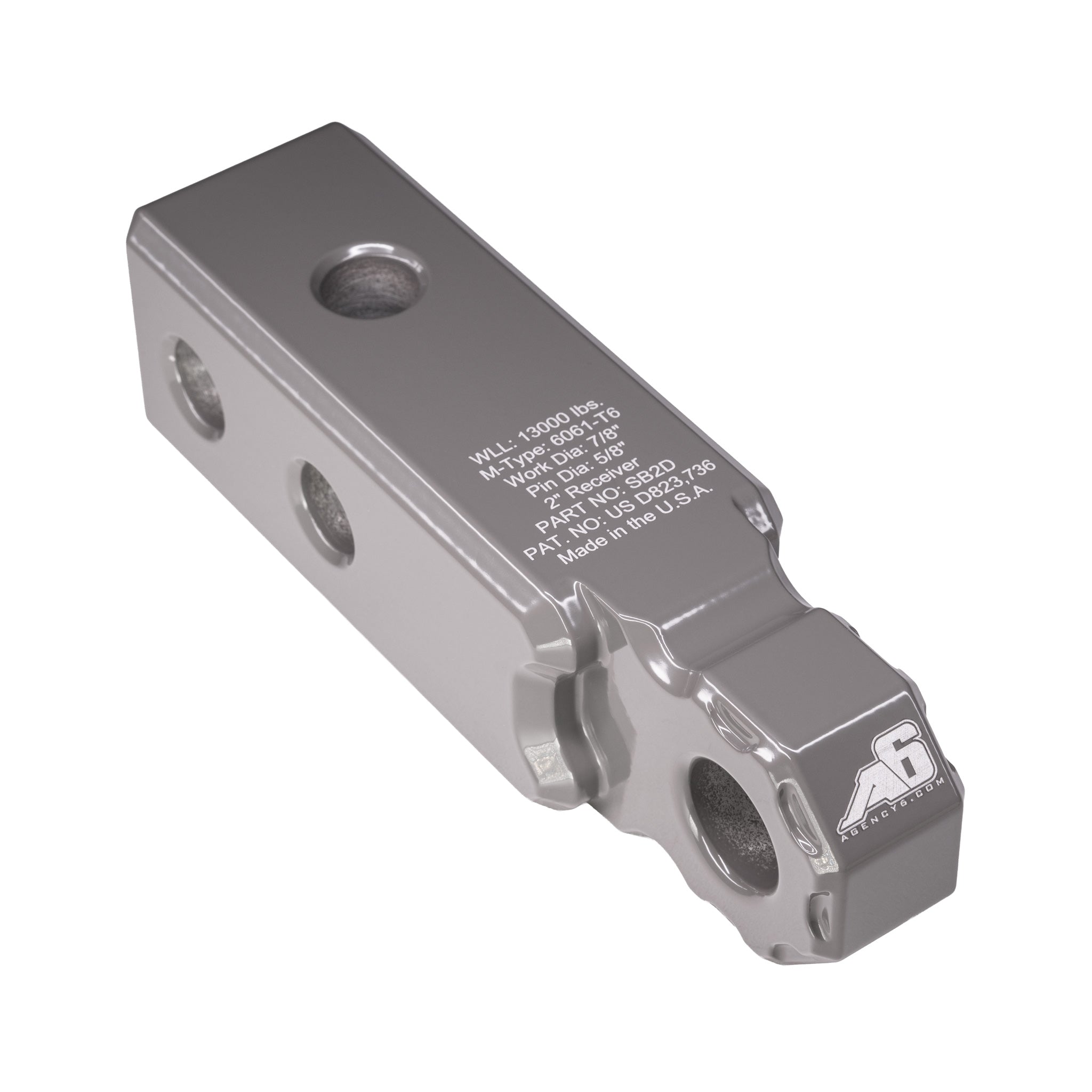 Earth grey Agency 6 hitch shackle block, quarter top view
