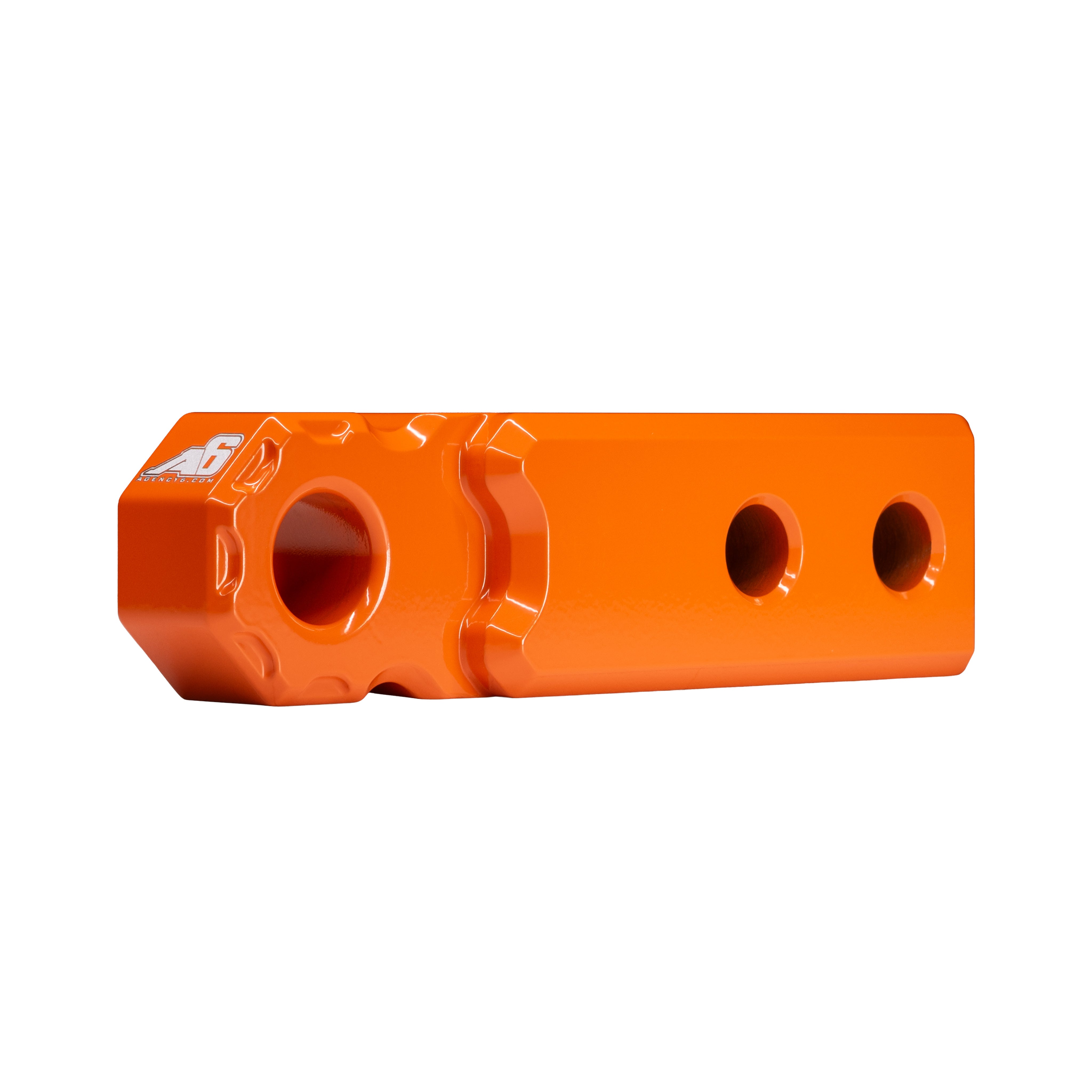 Orange Agency 6 hitch shackle block, quarter side view